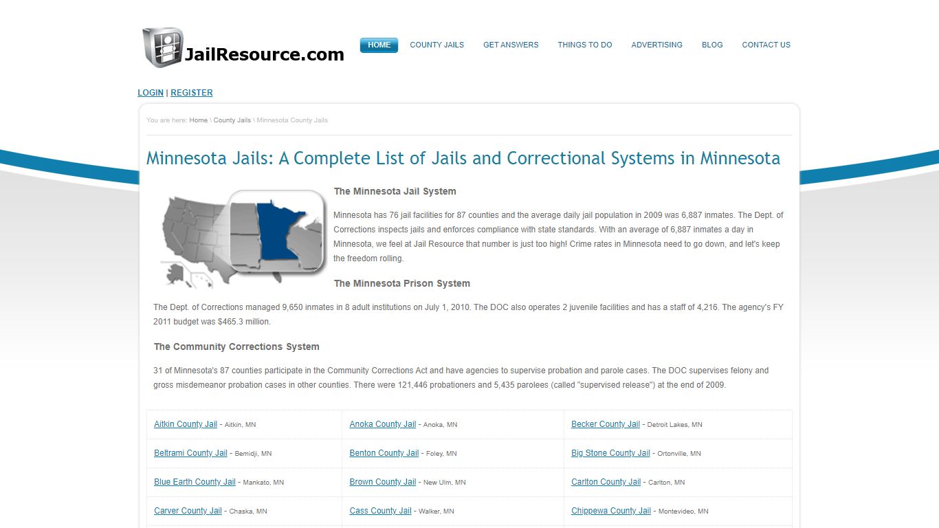 Minnesota County Jails and Correctional System Information - Jail Resource
