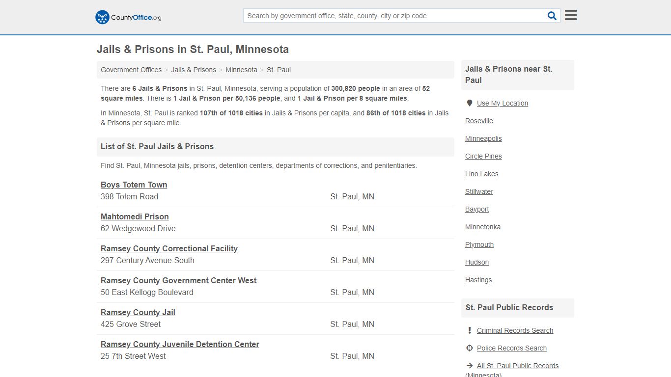 Jails & Prisons - St. Paul, MN (Inmate Rosters & Records) - County Office