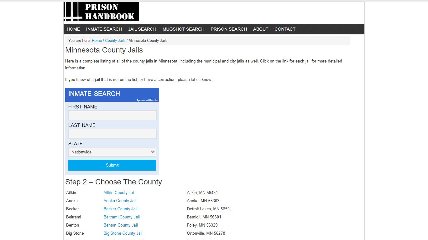 Minnesota County Jails - Prison Handbook